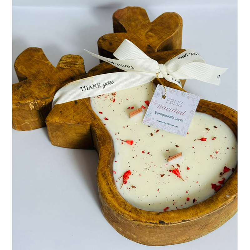 Vela Reno Grande en base de madera