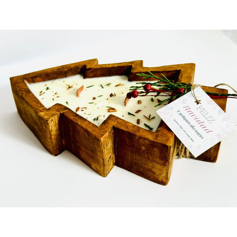 Vela Pino Grande en Base de Madera